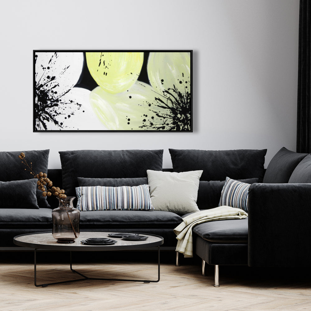 Pétales blancs et jaunes | Toile encadrée florale pour décoration intérieure