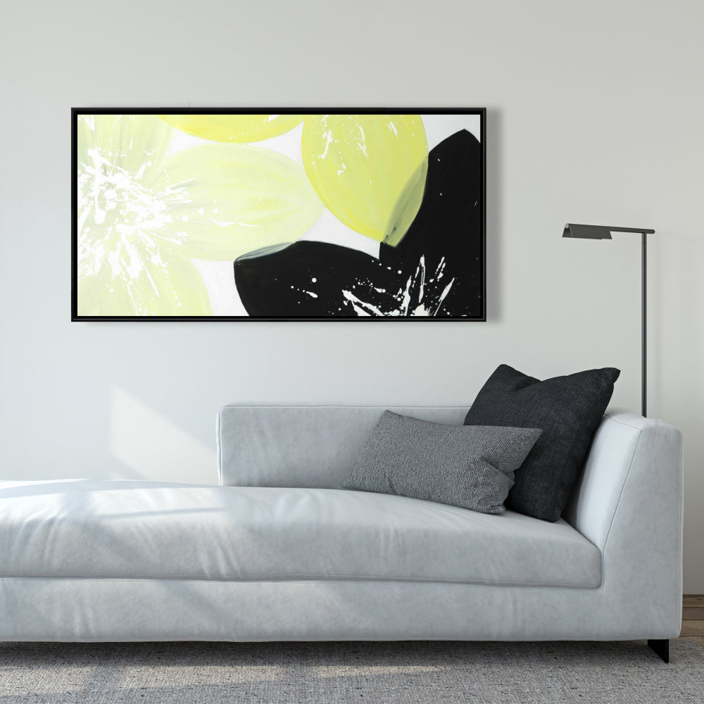 Fleurs jaunes au centre blanc | Toile encadrée pour décoration d'intérieur
