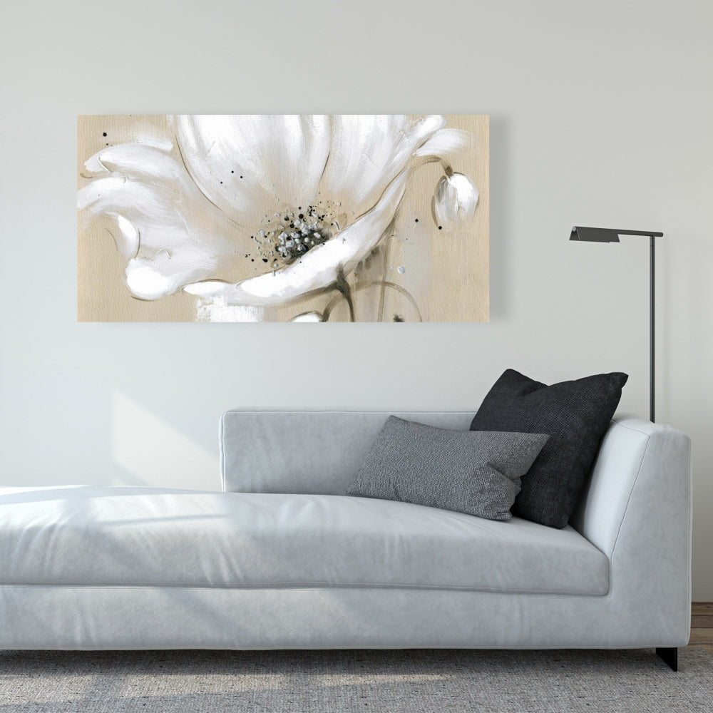 White Abstract Wild Flower Canvas - Contemporary Home Decor