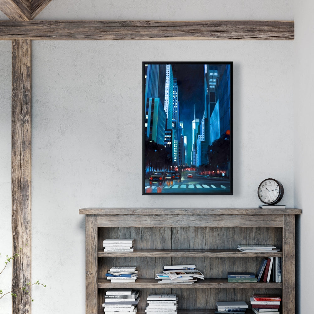 Evening in Manhattan, NYC Framed Canvas - Modern Home Decor