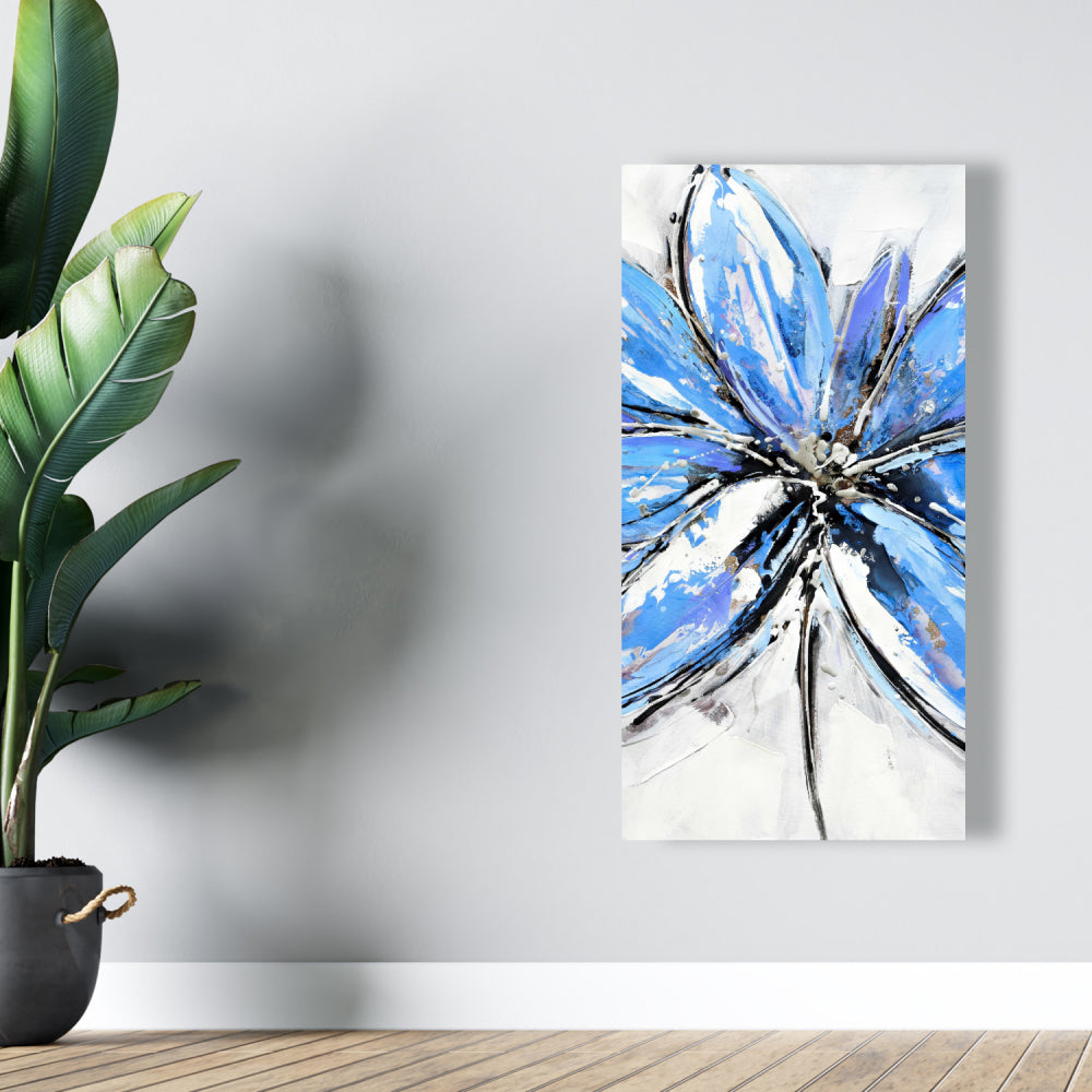 Blue Flower Botanical Canvas - Contemporary Home Decor Art
