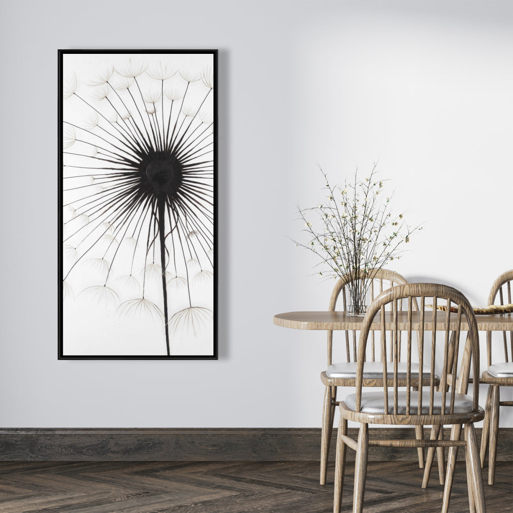 Dandelion Monochrome Framed Canvas | Floral Home Decor