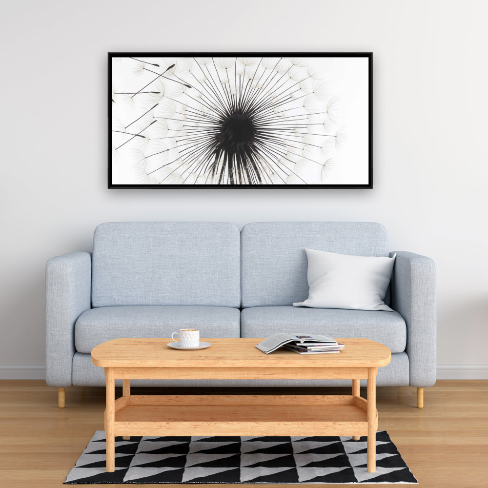 Silhouette of Dandelion | Monochrome Botanical Canvas Decor