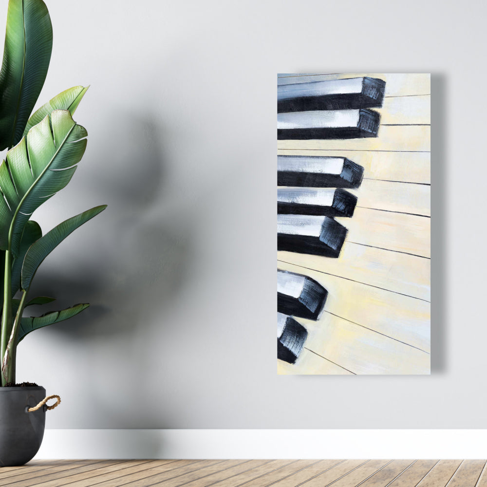Piano Closeup Blue Canvas - Elegant Bedroom Decor Wall Art
