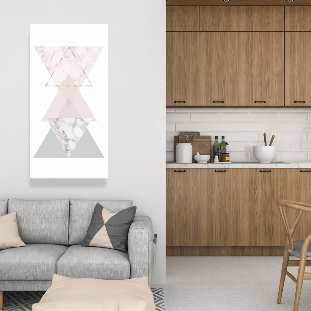 Geometric Art Gray Canvas - Stylish Shapes Bedroom Decor