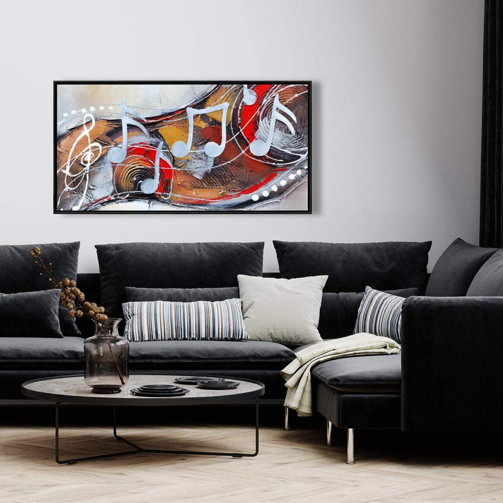 Toile « Sérénade abstraite » | Décoration murale encadrée musicale grise