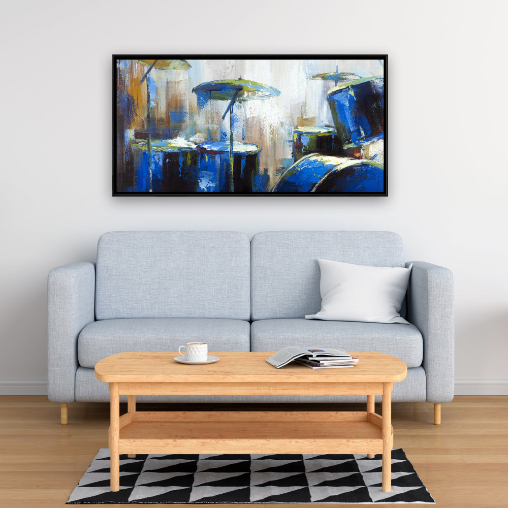 Toile abstraite de batterie | Décoration d'intérieur avec instruments industriels