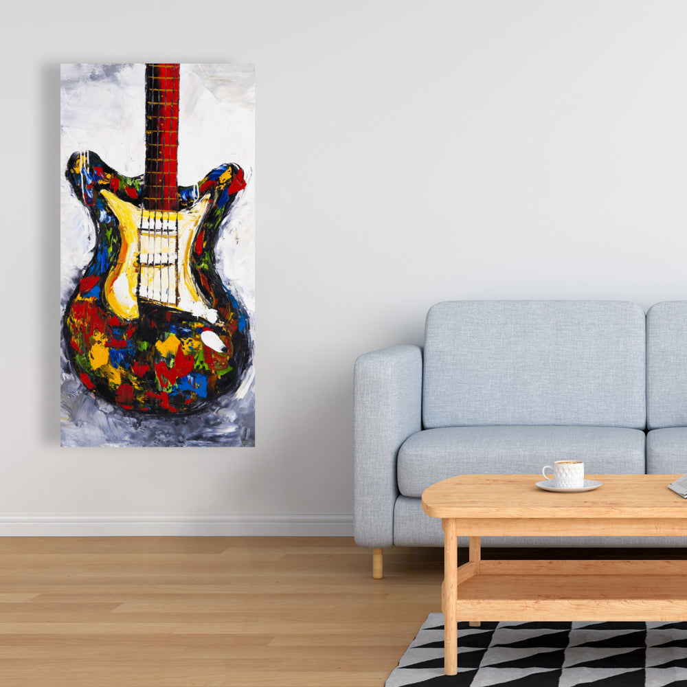 Colorful Guitar Blue Canvas - Contemporary Home Decor Art