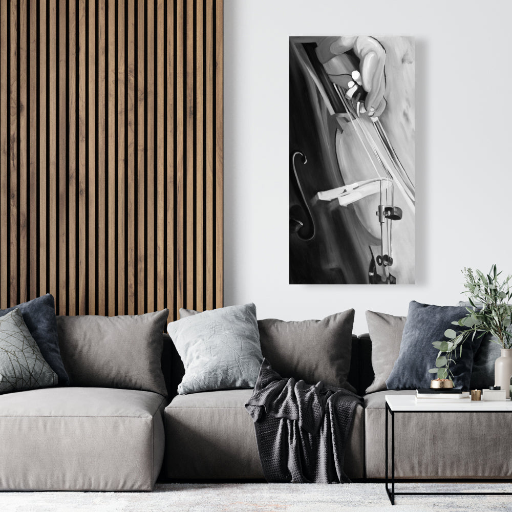 Toile monochrome « Musicien au violoncelle » – Décoration d'intérieur élégante