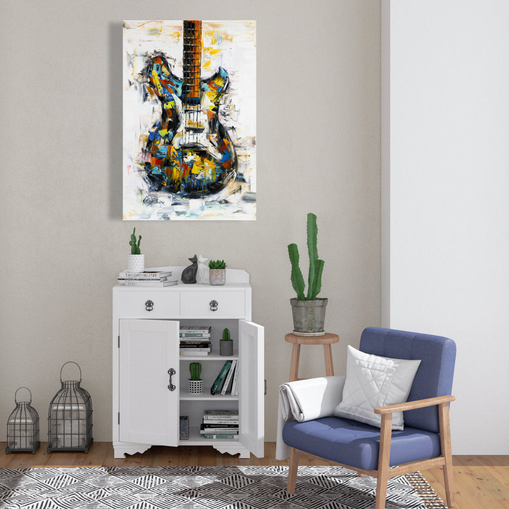 Toile abstraite colorée avec guitare | Décoration d'intérieur moderne