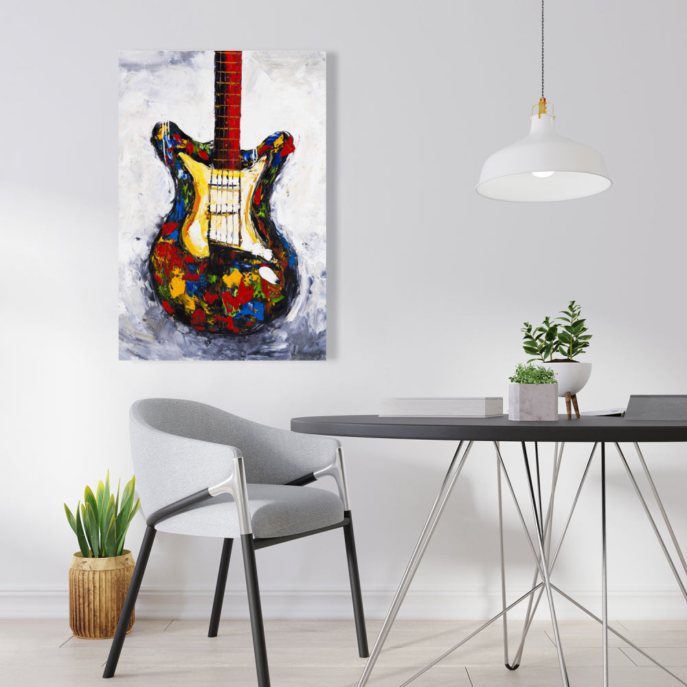 Colorful Guitar Blue Canvas - Contemporary Home Decor Art
