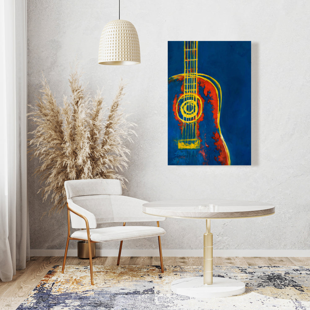 Modern Blue Abstract Guitar Canvas | Musical Home Decor