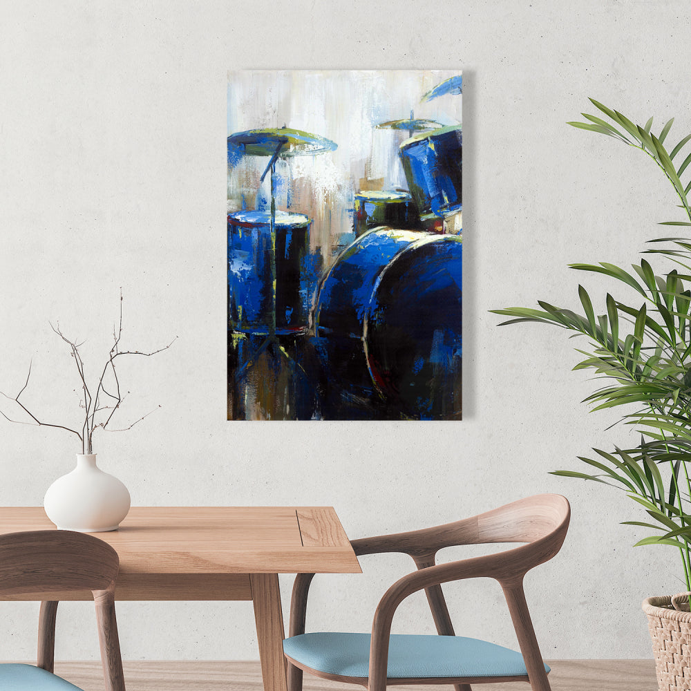 Industrial Blue Musical Canvas - Abstract Drums Home Decor