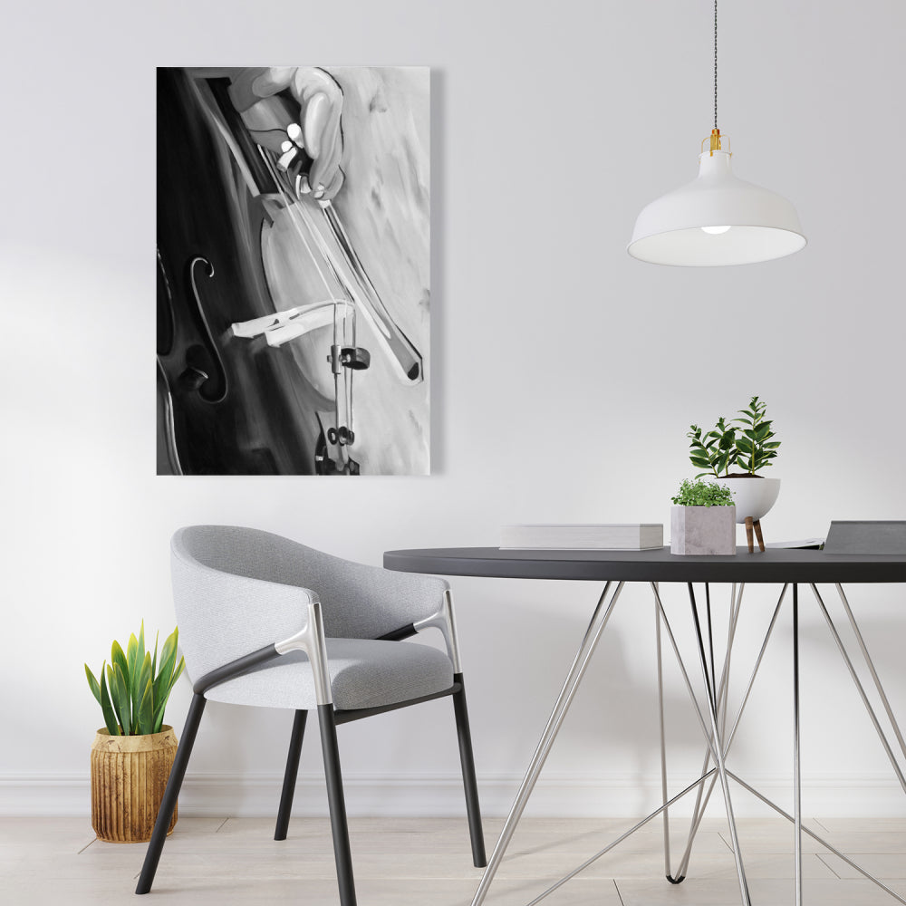 Toile monochrome « Musicien au violoncelle » – Décoration d'intérieur élégante