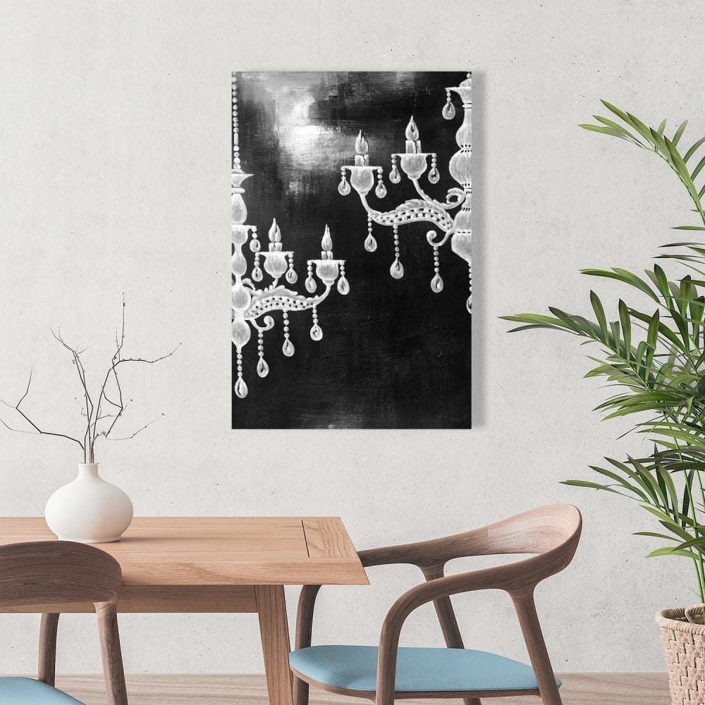 White Chandelier Canvas | Industrial Still Life Home Decor