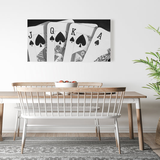 Toile de jeu de cartes noir et blanc | Décoration artistique pour homme des cavernes