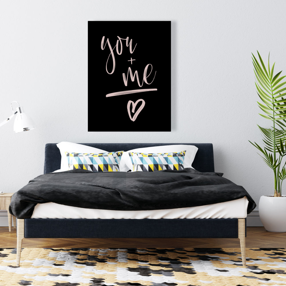 Black Bedroom Canvas - You + Me Motivational Home Decor Art