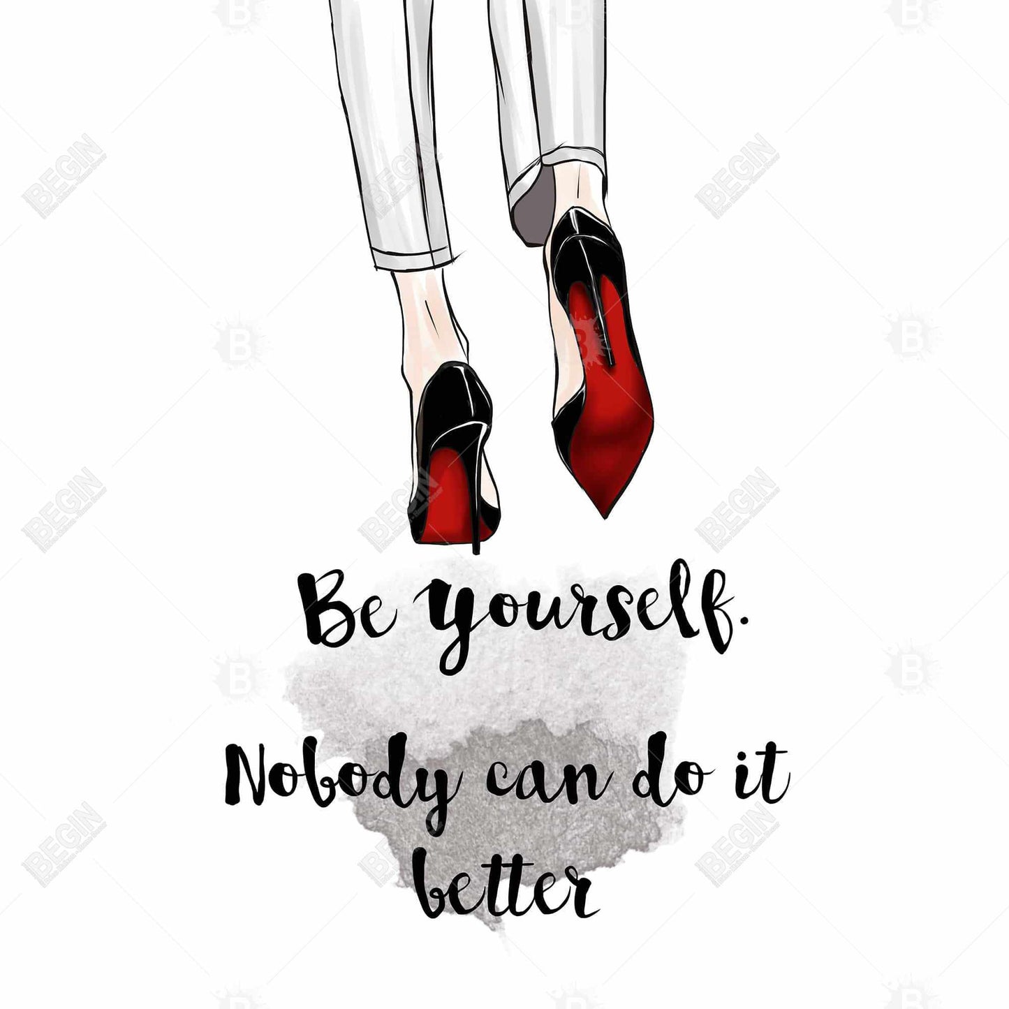 Be Yourself Gray Canvas | Fashion Shoes Home Decor Wall Art
