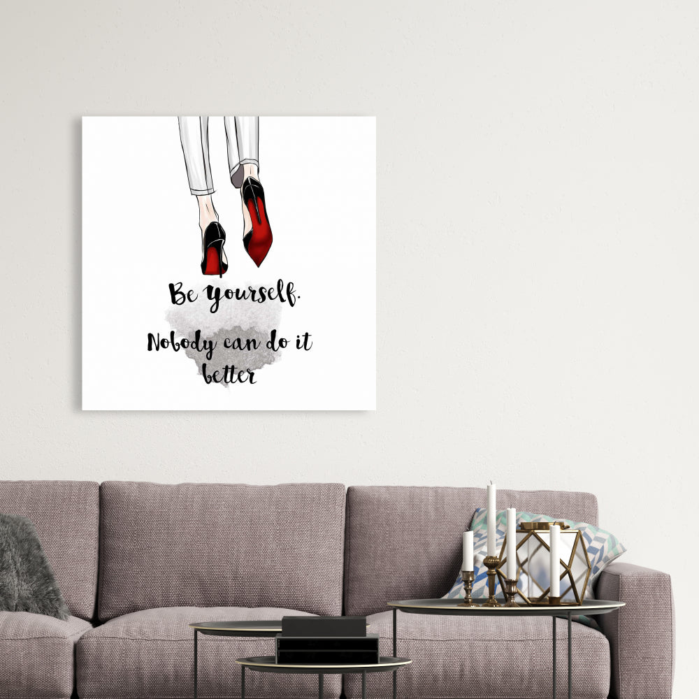 Be Yourself Gray Canvas | Fashion Shoes Home Decor Wall Art