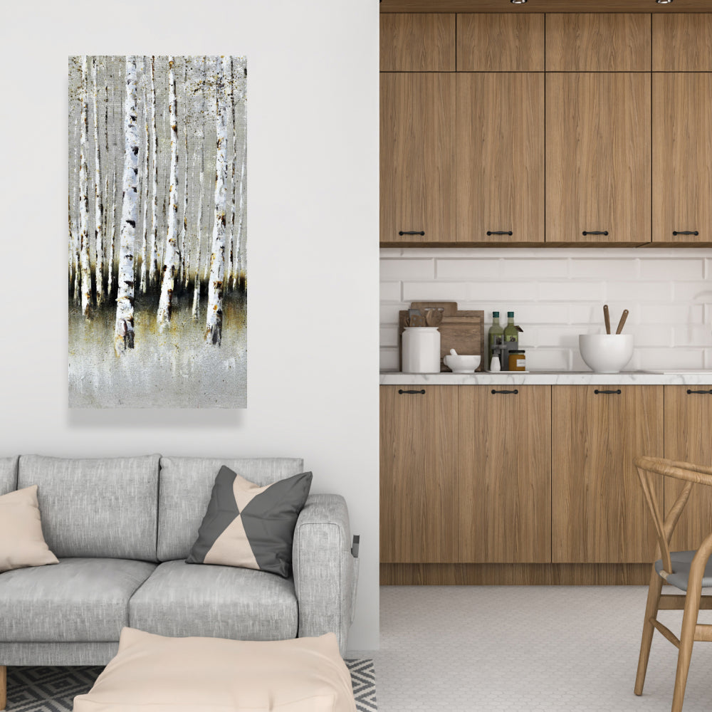 Winter Forest Landscape Canvas | Trees Brown Bedroom Decor