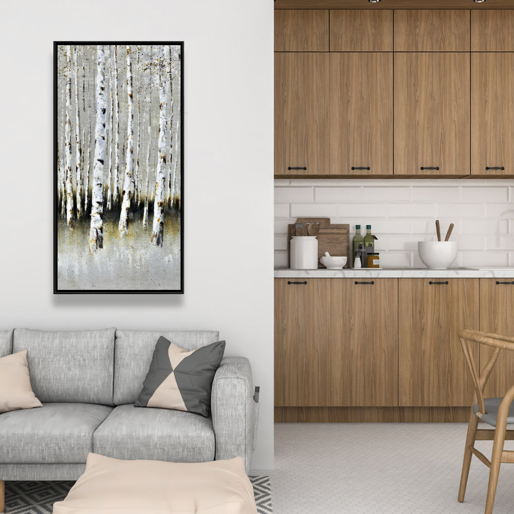 Toile Paysage de forêt hivernale | Décoration contemporaine avec arbres