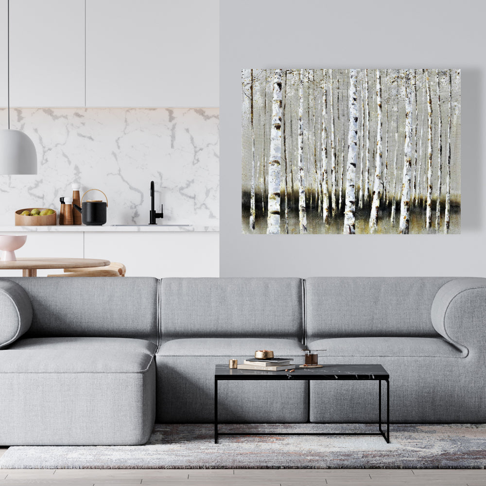 Winter Forest Landscape Canvas | Trees Brown Bedroom Decor