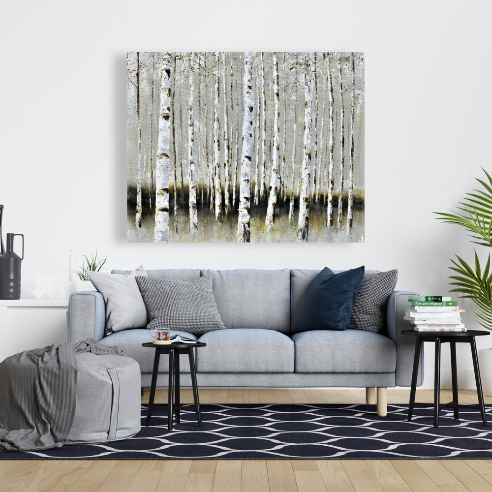 Winter Forest Landscape Canvas | Trees Brown Bedroom Decor