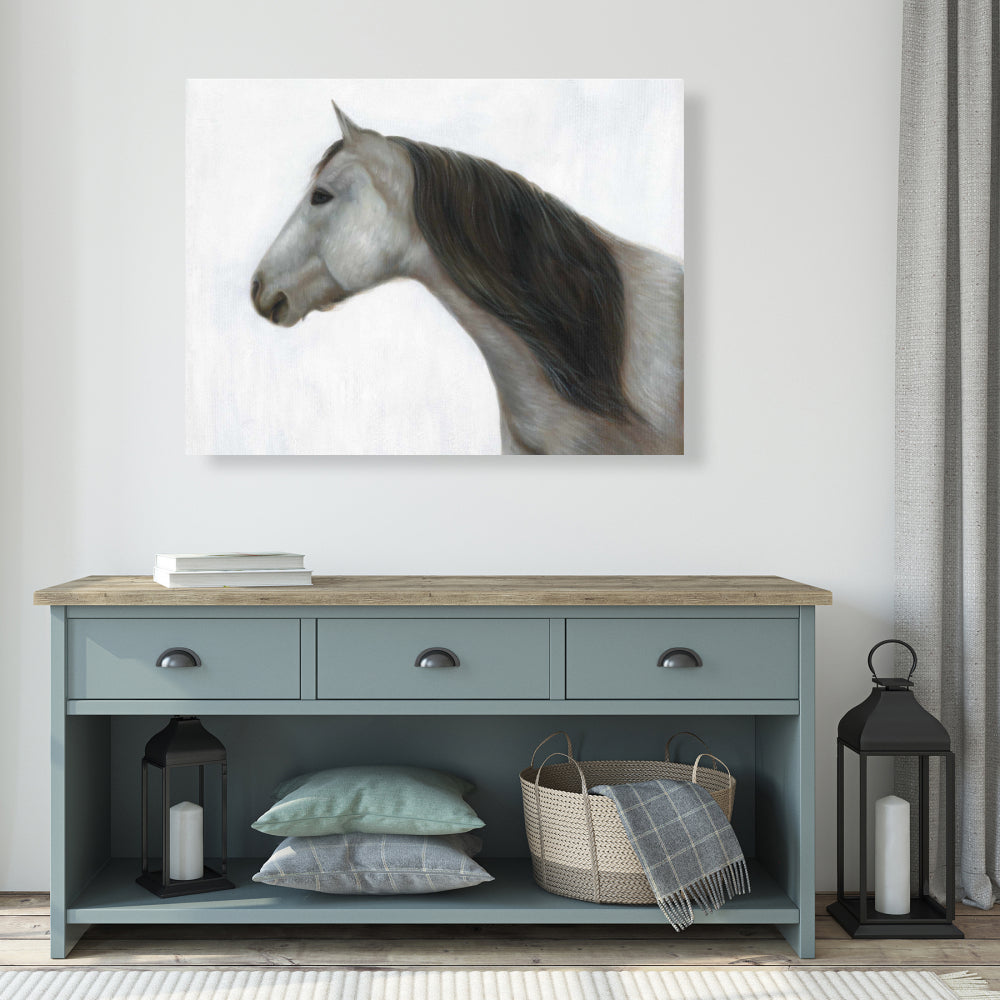 Winter Horse Canvas Art | White Animal Home Decor Bedroom