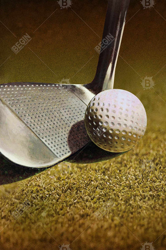 Toile de golf en gros plan – Décoration pour homme | Décoration murale blanche sports et jeux