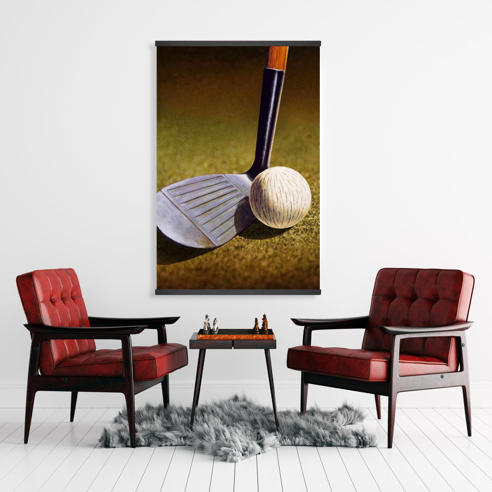 Golf Club Canvas Art - Man Cave Decor | Brown Magnetic Stick