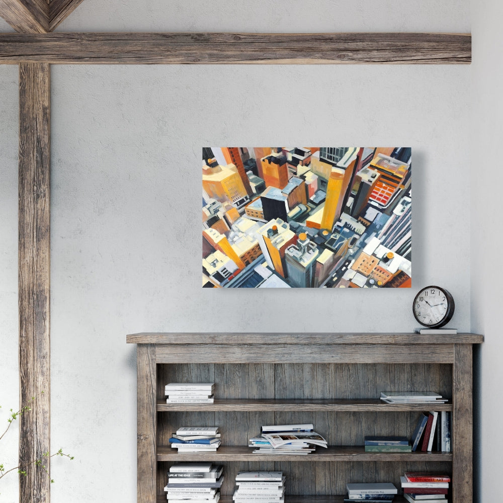 High Top View of NYC Buildings Canvas - Industrial Home Decor