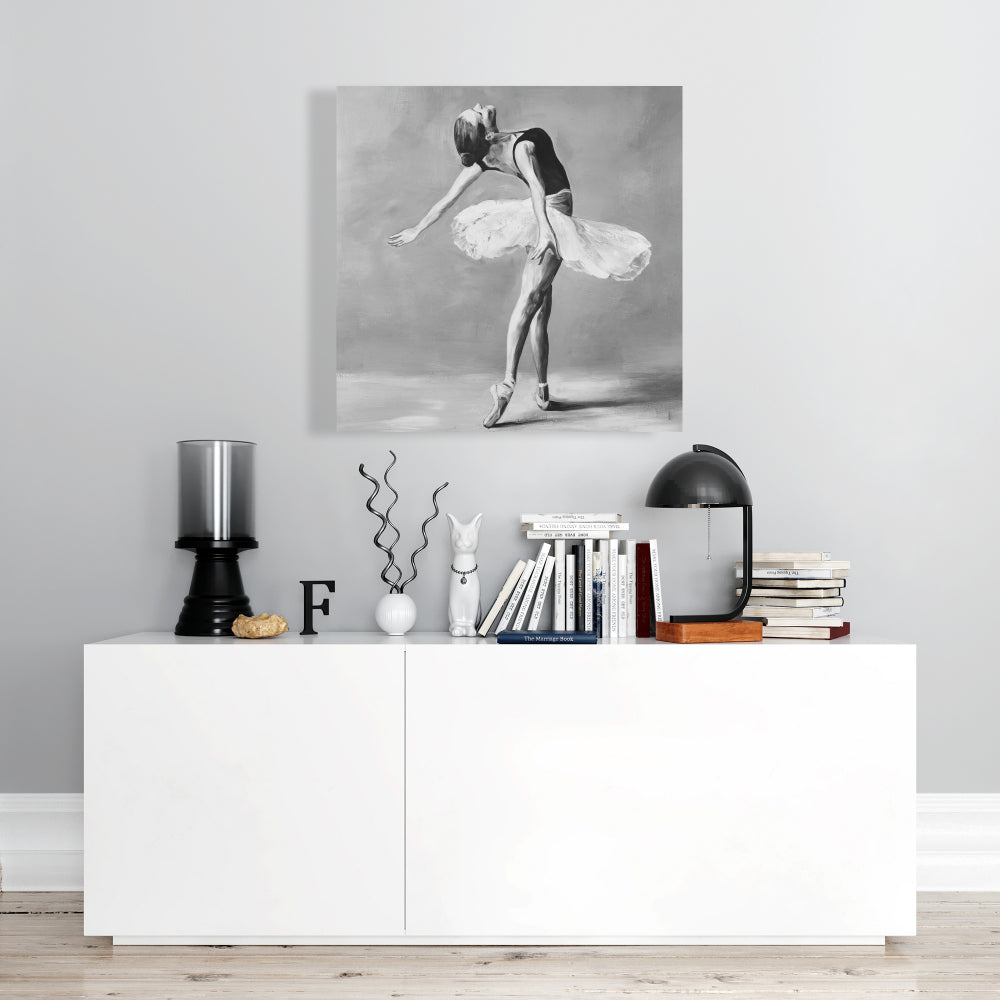 Classic Ballet Dancer Canvas | White Monochrome Home Decor