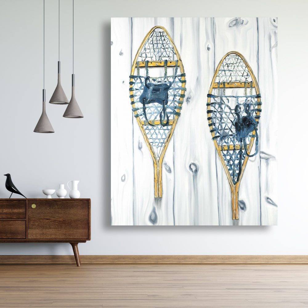 Vintage Wood Snowshoes Canvas | Rustic Home Decor Wall Art