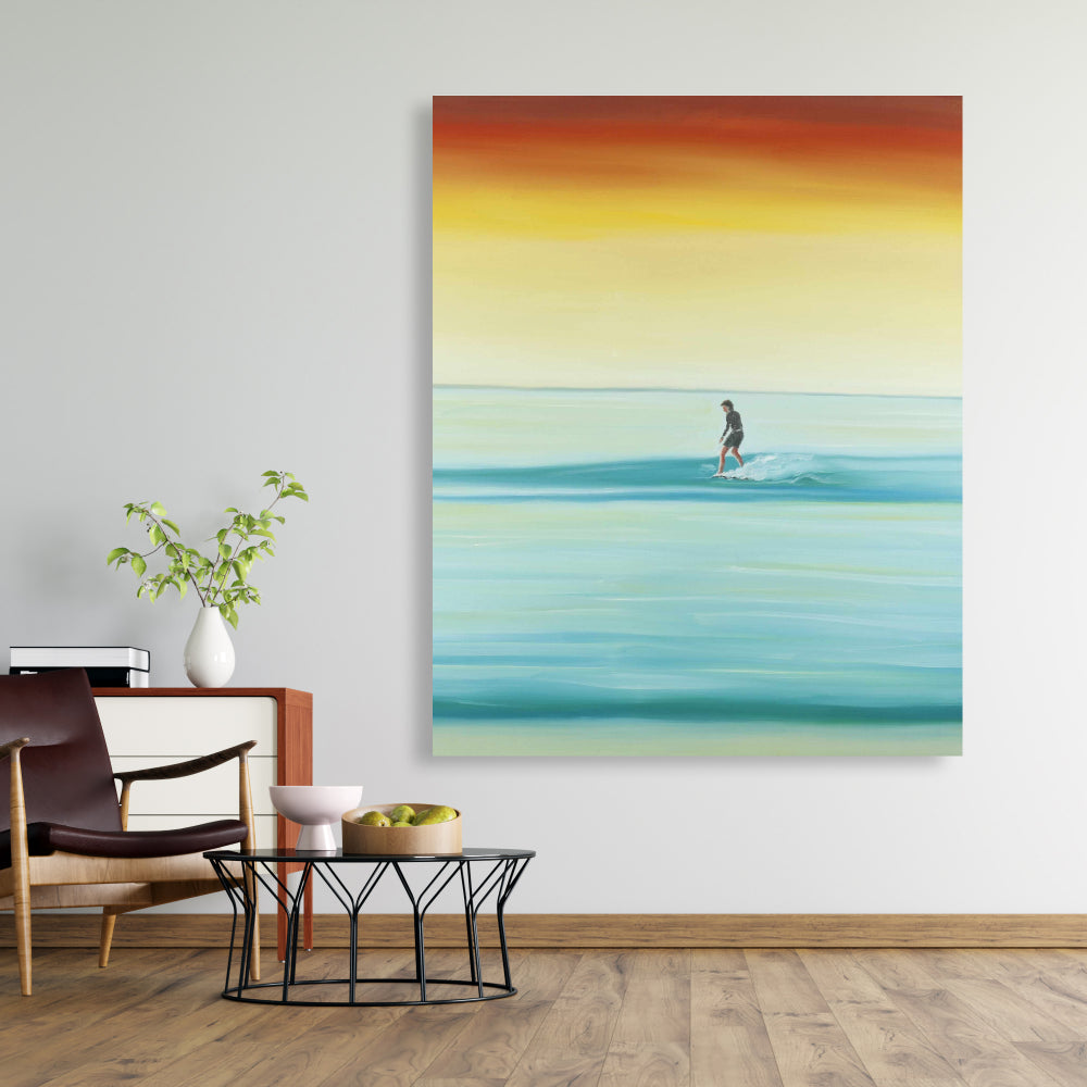A Surfer by Dawn Canvas - Blue Hobbies Coastal Home Decor