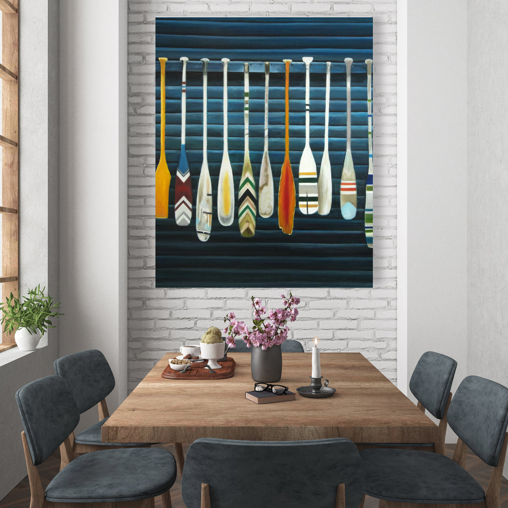 Blue Marine Paddles Canvas - Home Decor Sports & Games Art