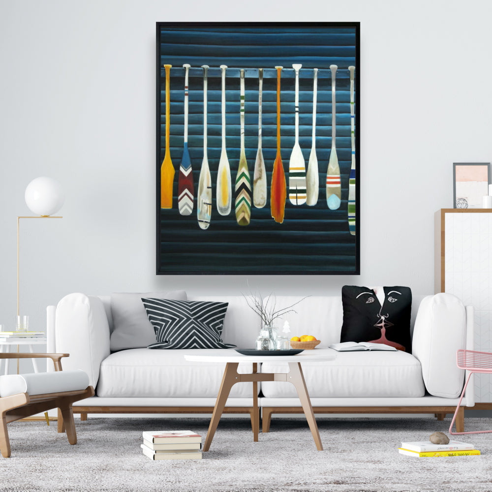 Marine Blue Paddles Framed Canvas | Home Decor Wall Art