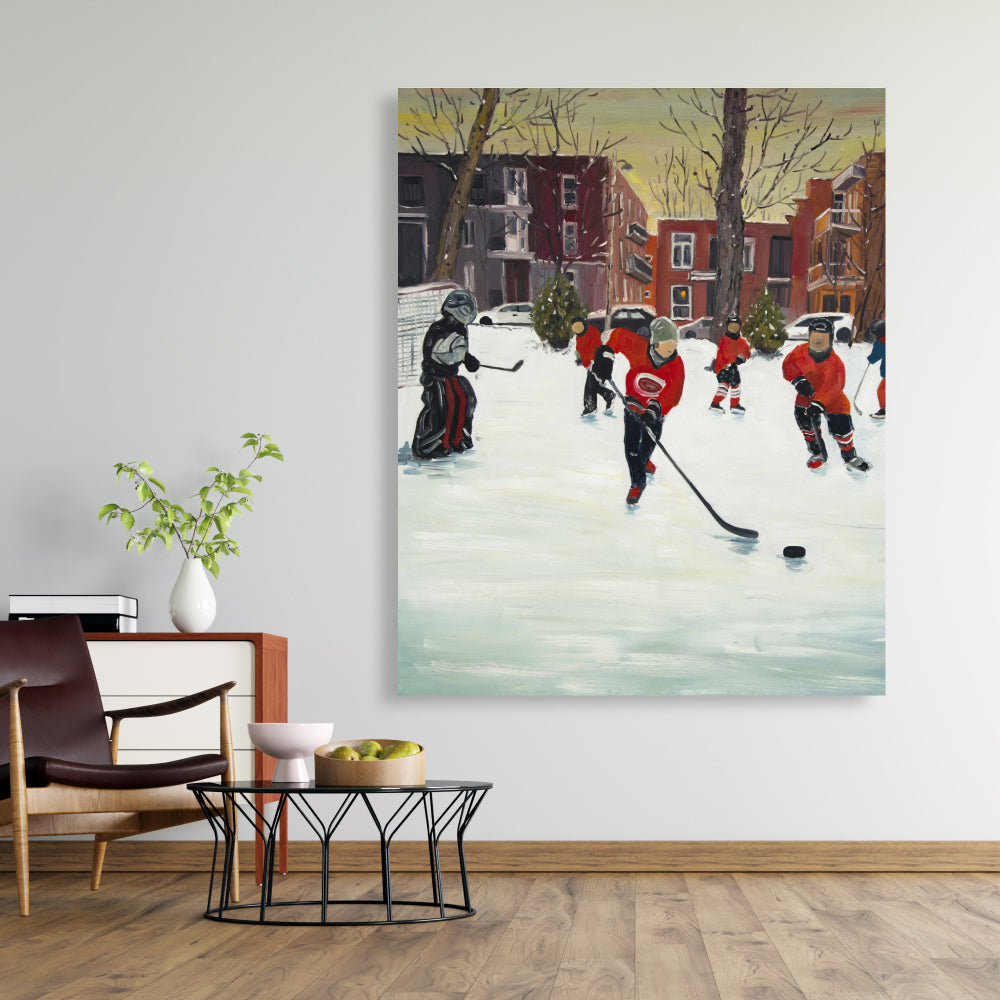Toile Jeunes joueurs de hockey – Décoration de chambre sportive