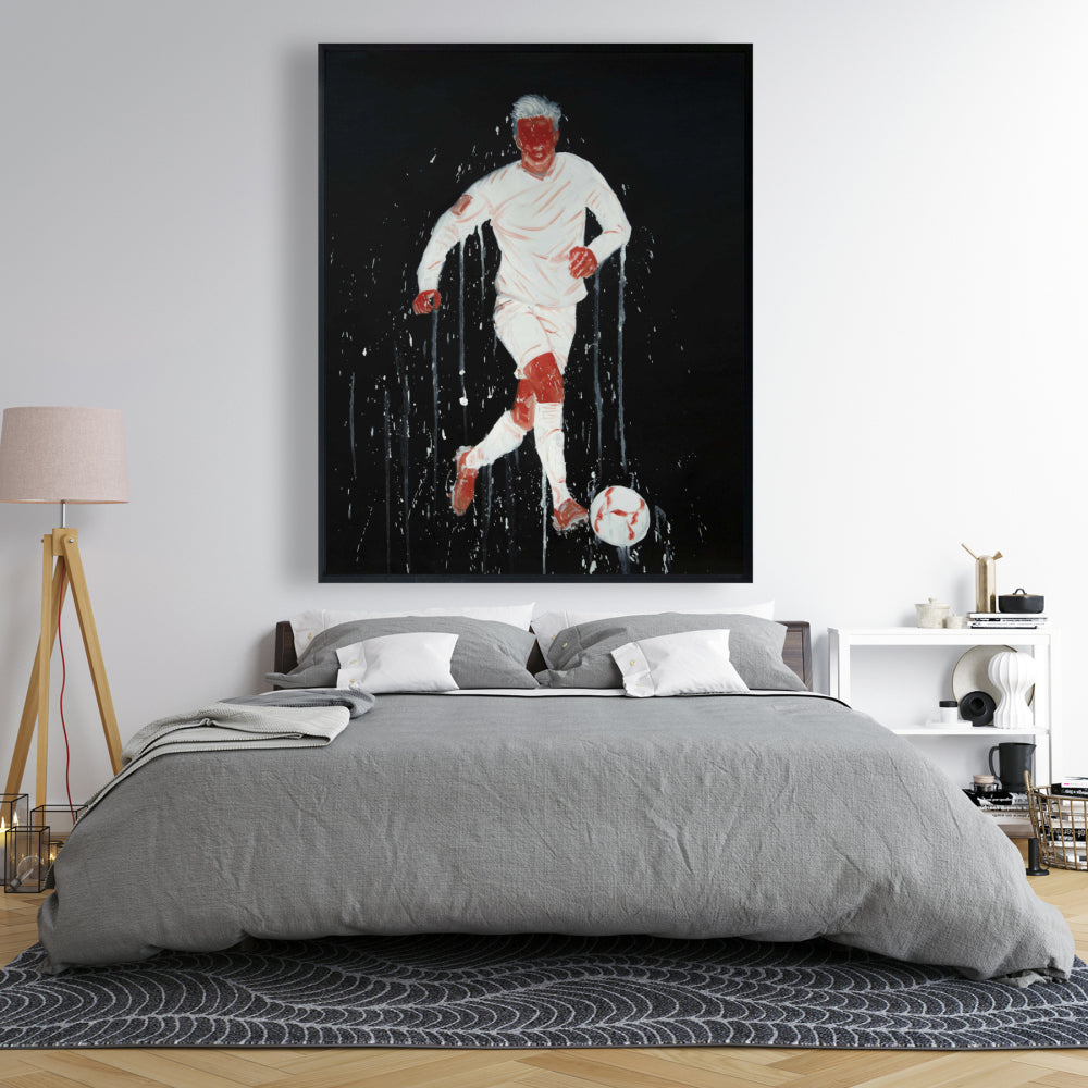 Toile encadrée moderne représentant un joueur de football | Décoration d'intérieur pour homme