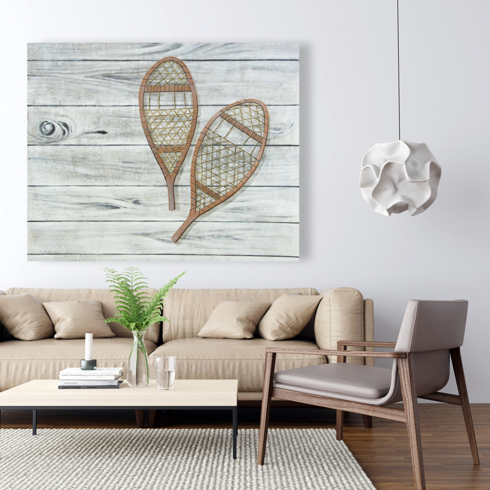 Rustic Brown Snowshoes Canvas - Perfect Living Room Decor