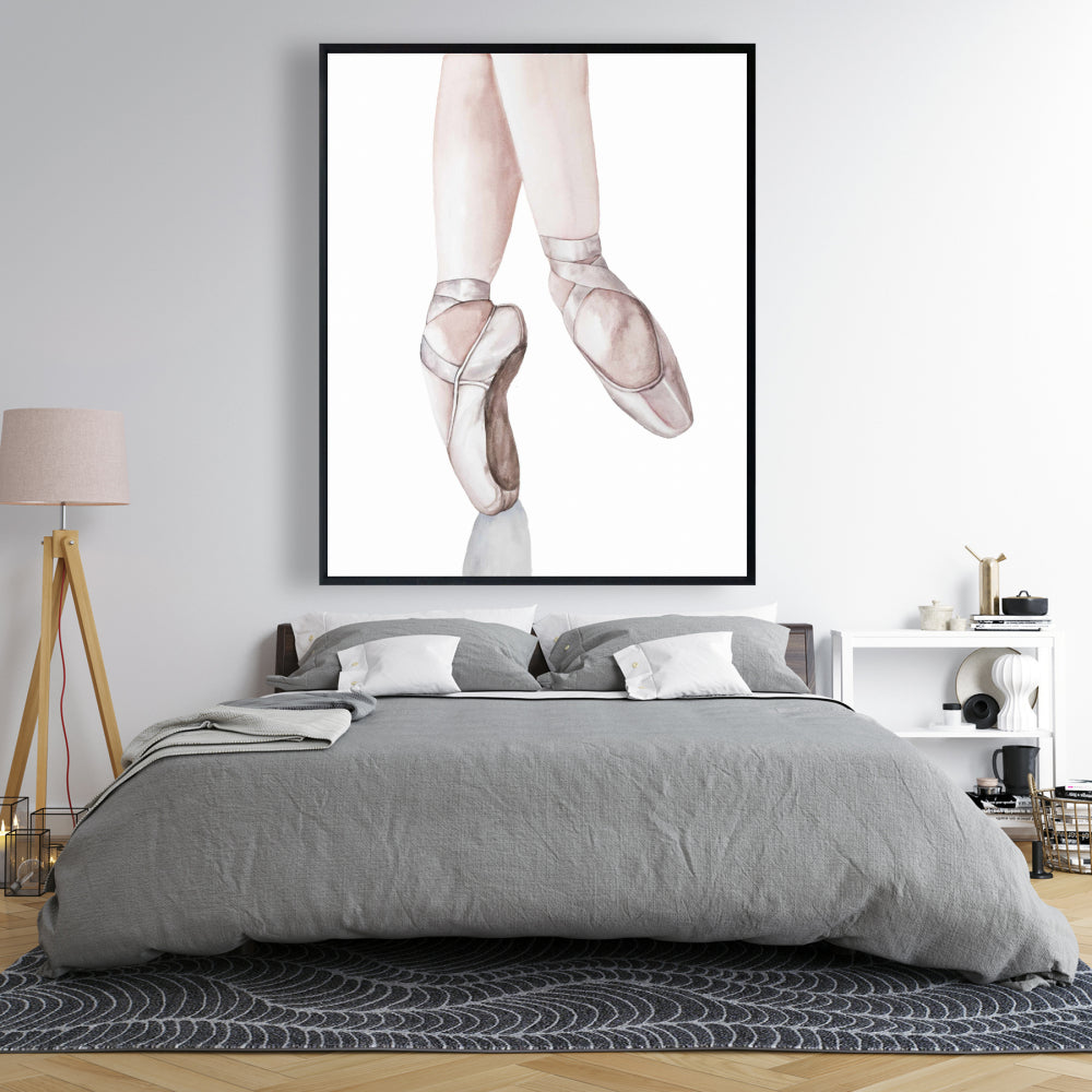 Toile « Pieds de ballerine grise » | Décoration murale romantique pour chambre à coucher