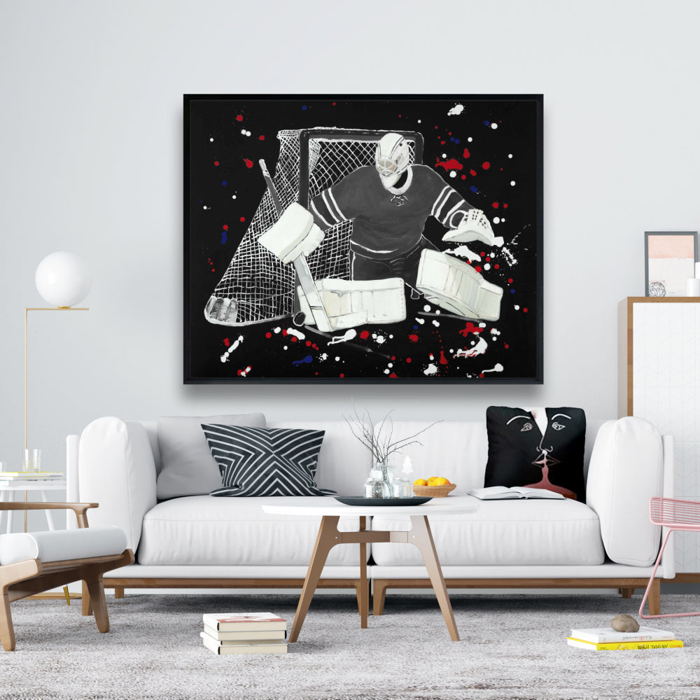 Goalkeeper Hockey Goal Framed Canvas - Modern Sports Decor