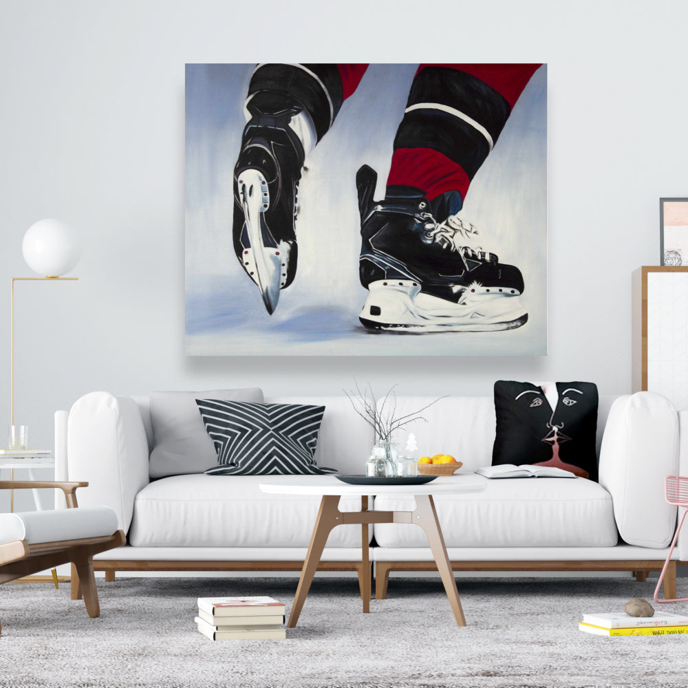 Hockey Player Man Cave Canvas - Sports Shoes Decor for Home