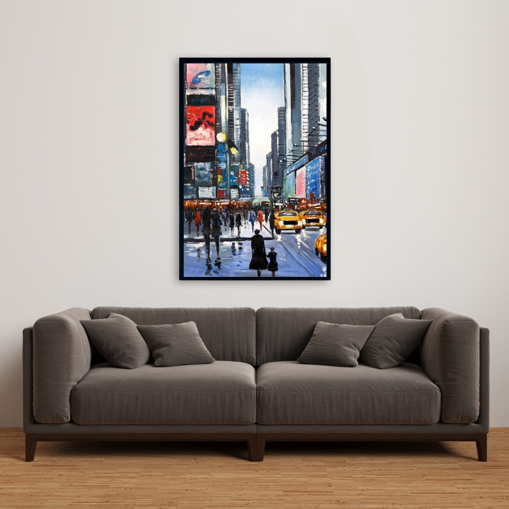 Toile encadrée « Villes bleues aux heures de pointe » | Décoration d'intérieur