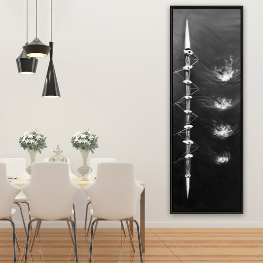 Rowing Boat Race Canvas | White Frame Wall Art for Living Room