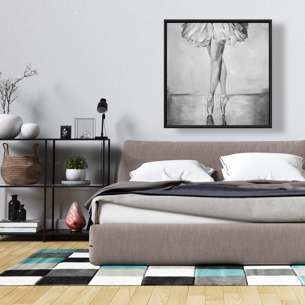 Ballet Classic Steps Monochrome Framed Canvas | Home Decor
