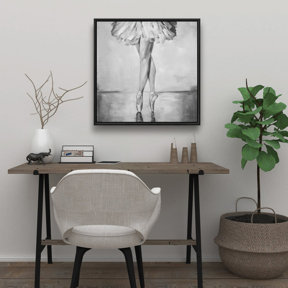Ballet Classic Steps Monochrome Framed Canvas | Home Decor