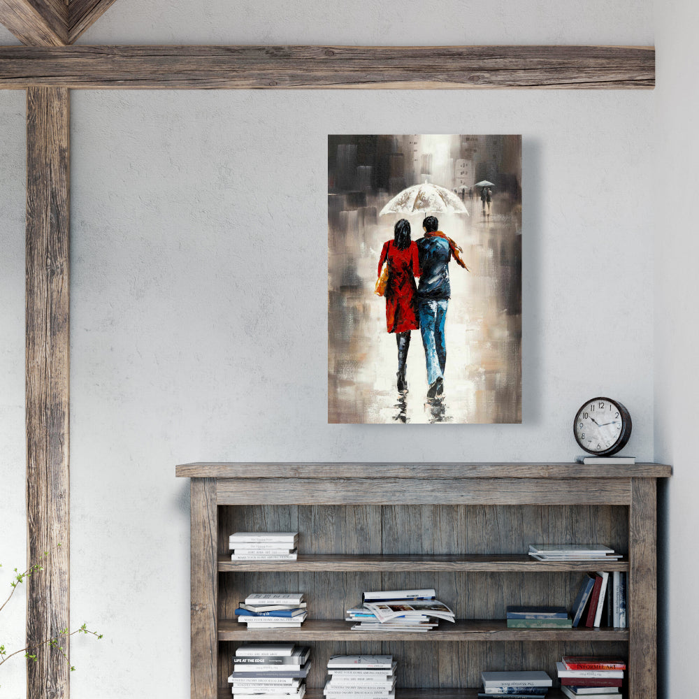 Romantic Rainy Walk Canvas | Bedroom Home Decor Wall Art