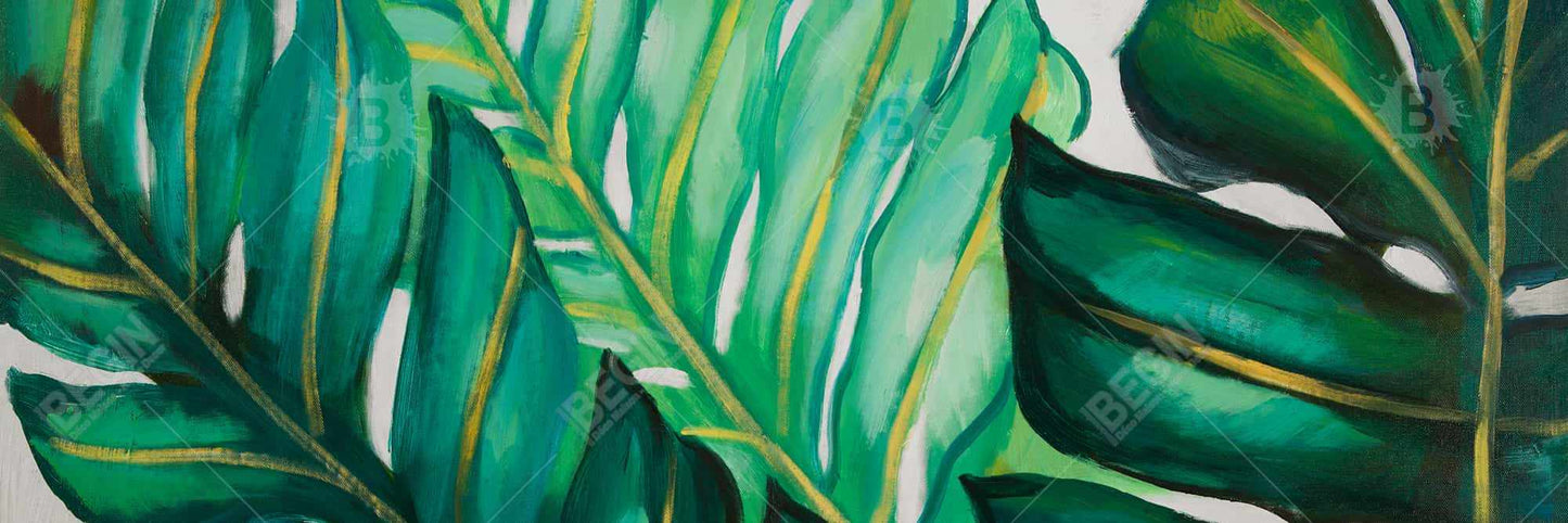 Exotic Floral & Botanical Canvas - Three Big Plant Leaves Decor