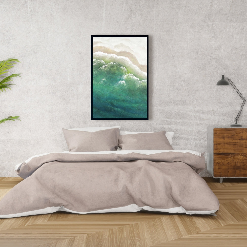 Turquoise Sea Canvas - White Frame | Sea Bedroom Decor