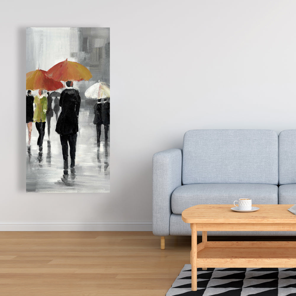 Street Scene with Umbrellas Canvas | Object Gray Bedroom Decor